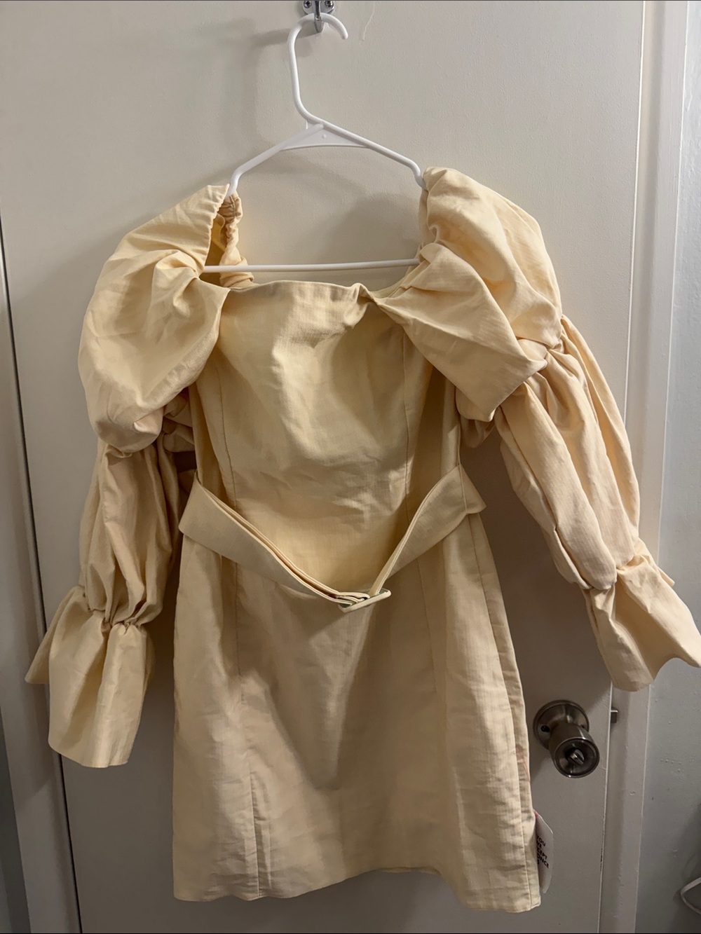ASOS LUXE Cream Puff-Sleeve Mini Dress
